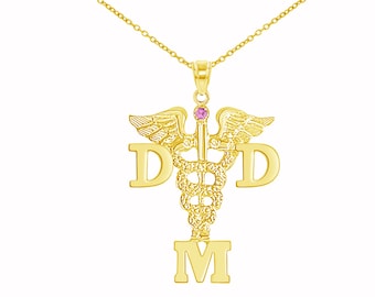 DMD Dentist Necklace | 14K Yellow Gold | Graduation for Doctor of Dental Surgery