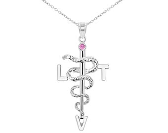 Licensed Vet Tech LVT Necklace in Silver
