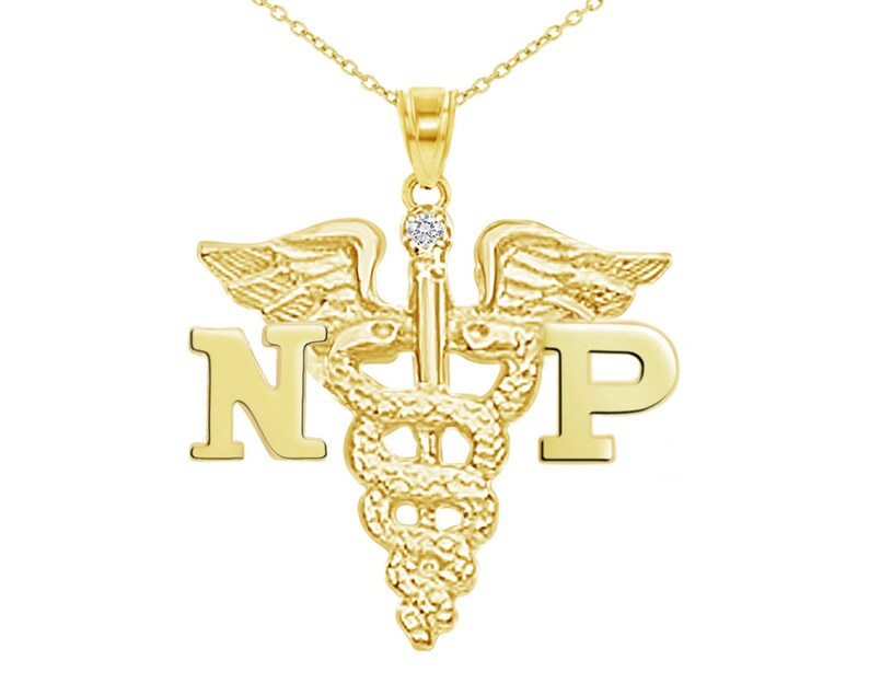 14K Gold Nurse Practitioner NP Necklace Etsy