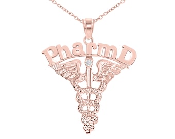 PharmD Diamond Necklace 14K Rose Gold