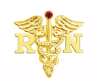 14K Gold RN Nursing Pin Graduation Gift