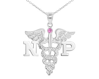 Nurse Practitioner NP Silver Necklace