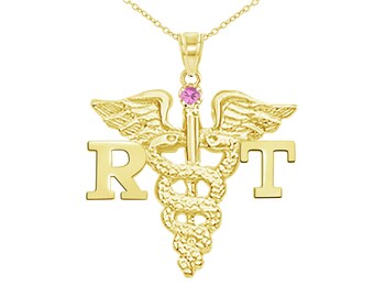 Respiratory Therapy RT Necklace 14K Gold