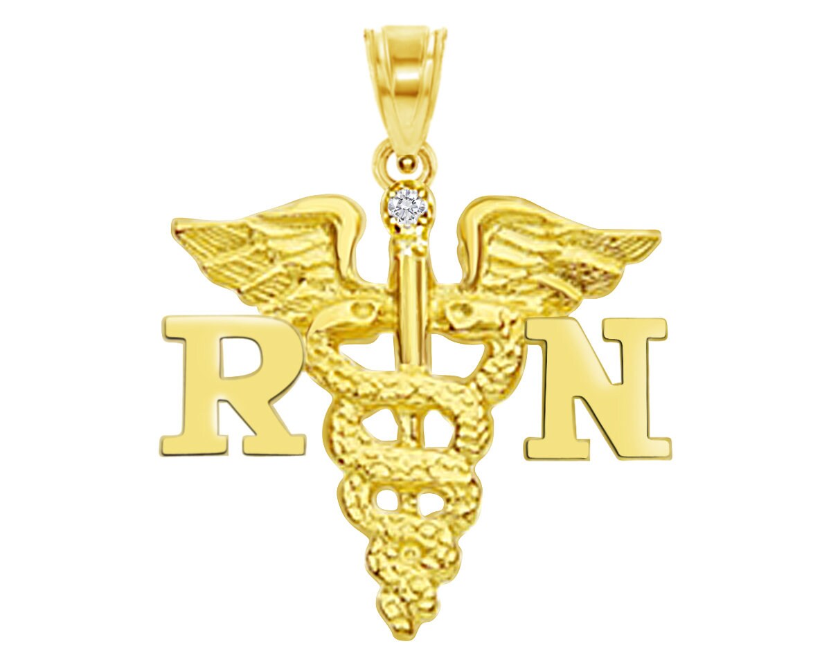 Registered Nurse RN Charm Solid 14K Gold | Etsy