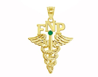 Family Nurse Practitioner FNP Charm | 14K Yellow Gold