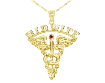 Midwife Graduation Necklace in 14K Gold