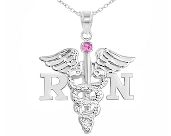 Registered Nurse RN Silver Necklace Gift
