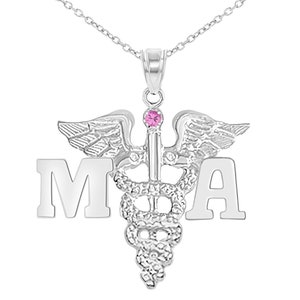 Medical Asst MA Silver Charm Necklace
