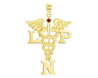 LPN Nurse Charm in Solid 14K Yellow Gold