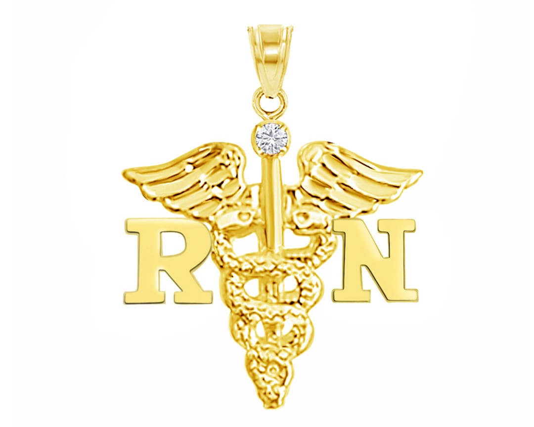 Registered Nurse RN Charm Solid 14K Gold - Etsy