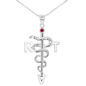 Registered Vet Tech RVT Silver Necklace