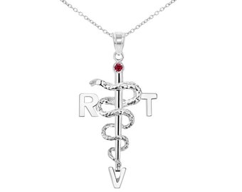 Registered Vet Tech RVT Silver Necklace