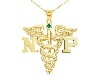 14K Gold Nurse Practitioner NP Necklace