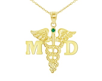 Medical Doctor MD Graduate Necklace 14K