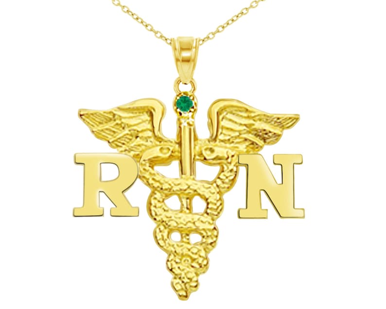 14K Gold RN Nurse Necklace Jewelry Gift - Etsy