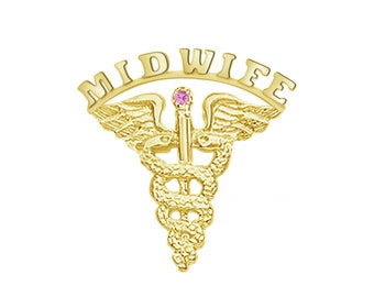 Midwife Graduation Pin - 14K Yellow Gold