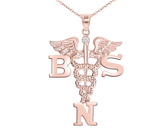 BSN Nurse Diamond Necklace 14K Rose 