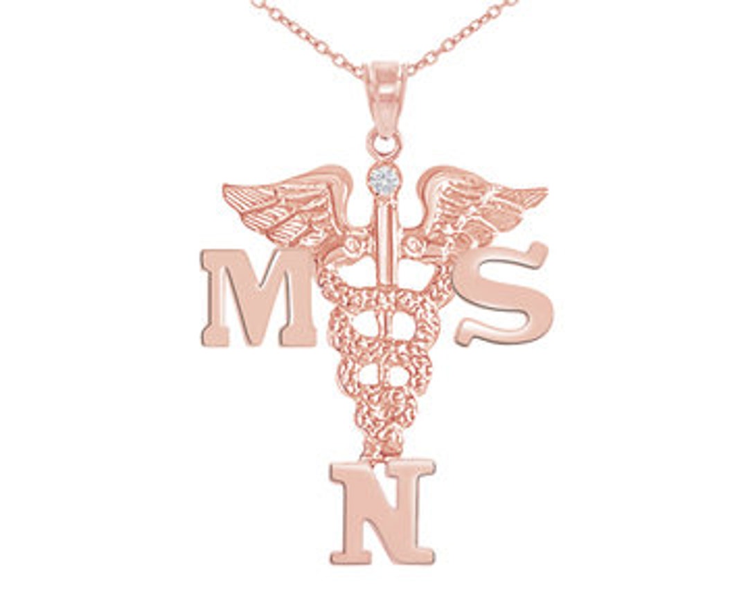 Masters of Science in Nursing MSN Necklace in 14K Rose Gold - Etsy