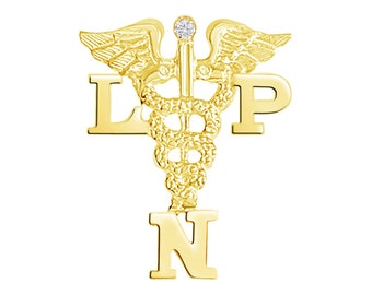 LPN Nursing Pin in solid 14K Yellow Gold