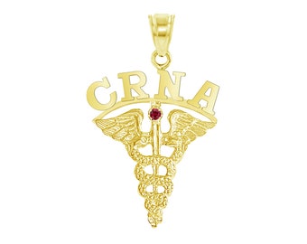 CRNA Graduation Nursing Charm 14K Gold