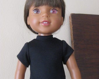 Plain Black Wellie Wishers Doll Clothes T Shirt Top