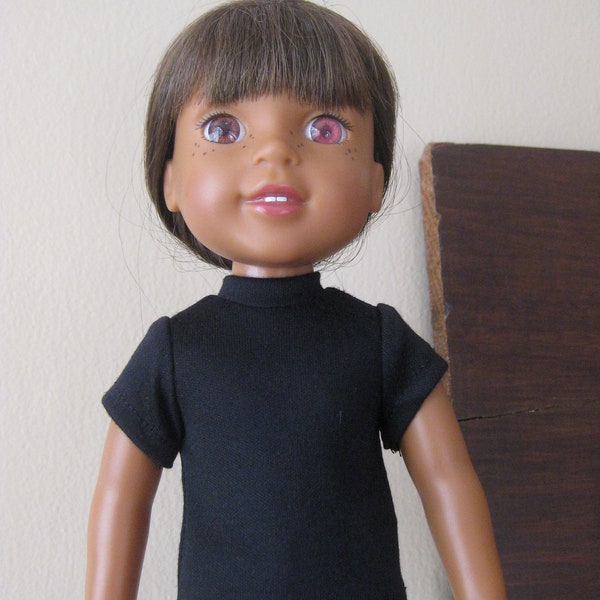 Plain Black Wellie Wishers Doll Clothes T Shirt Top