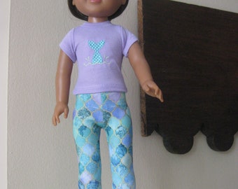 Mermaid Wellie Wishers Doll Clothes Leggings T Shirt