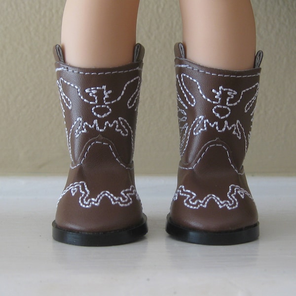 Wellie Wishers Doll  Shoes Cowgirl Boots Brown 14.5" Doll