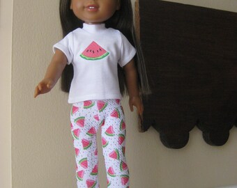 Watermelon Wellie Wishers Doll Clothes Top Leggings