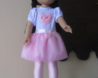 Heart Wellie Wishers Doll Clothes Tunic Top Leggings