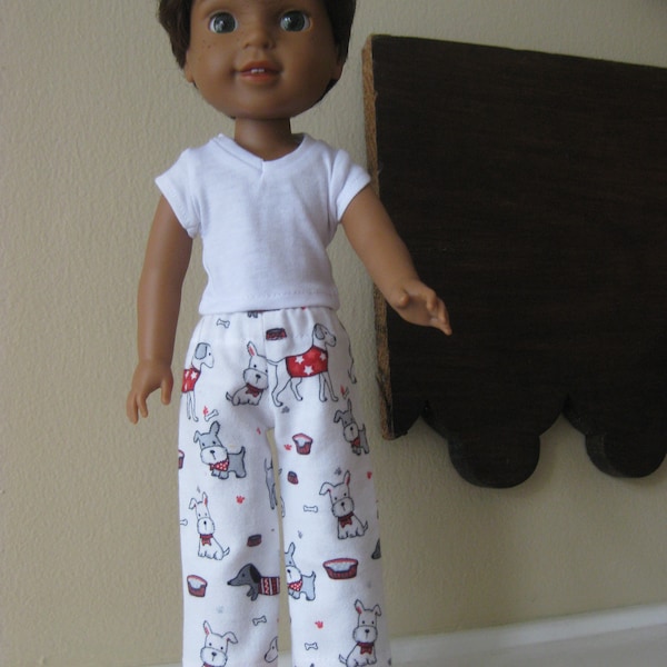 Flannel Wellie Wishers Doll Clothes Bryant Pajamas PJs Dog