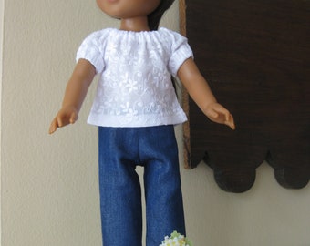 Wellie Wishers Doll Clothes Jean Pants Top