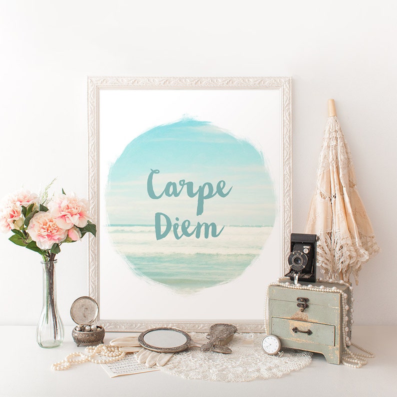 Ocean wall art Carpe Diem quote printable instant download Etsy