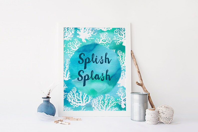 Ocean wall art sea quote Splish Splash bathroom decor blue Etsy