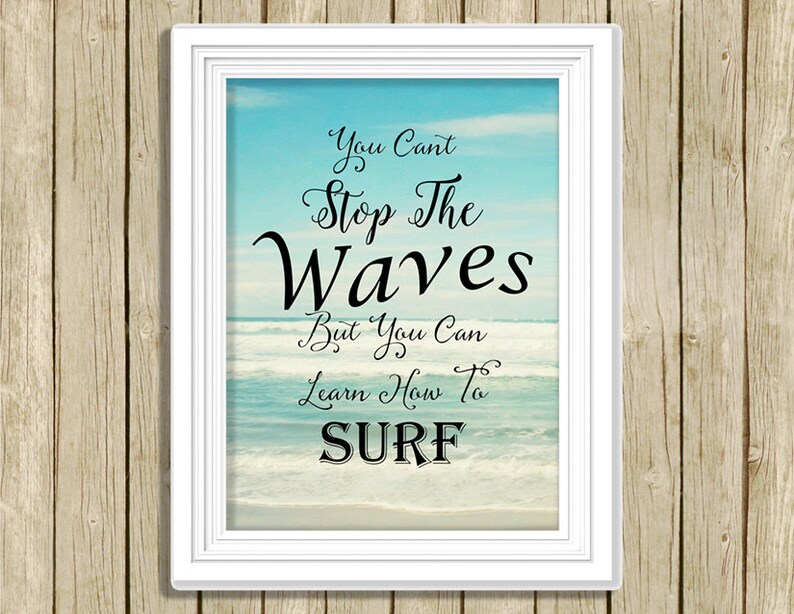 Ocean wall art sea quote Cant Stop The Waves bathroom decor Etsy