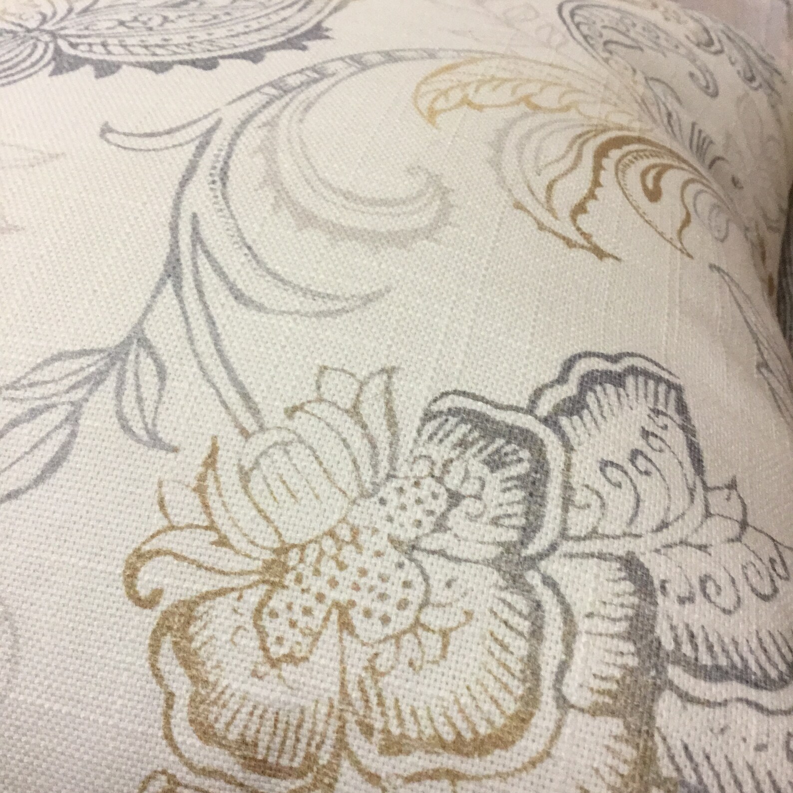 White Yellow and Gray Floral Pillow Cover W/ Zipper and Gray Etsy