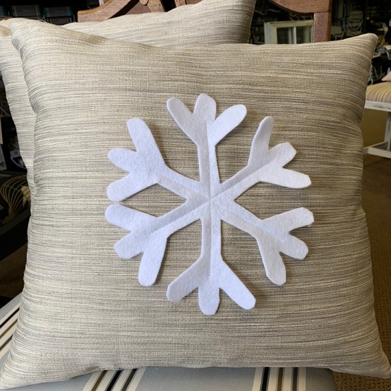 gray snowflake pillow