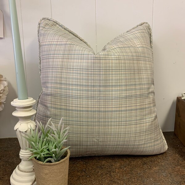 Green Plaid Pillow Etsy