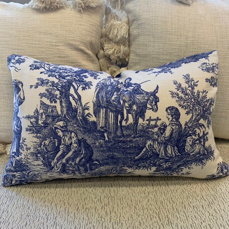 Blue and White Toile Pillow Cover 18x18 Pillow Cover 13x23 Etsy