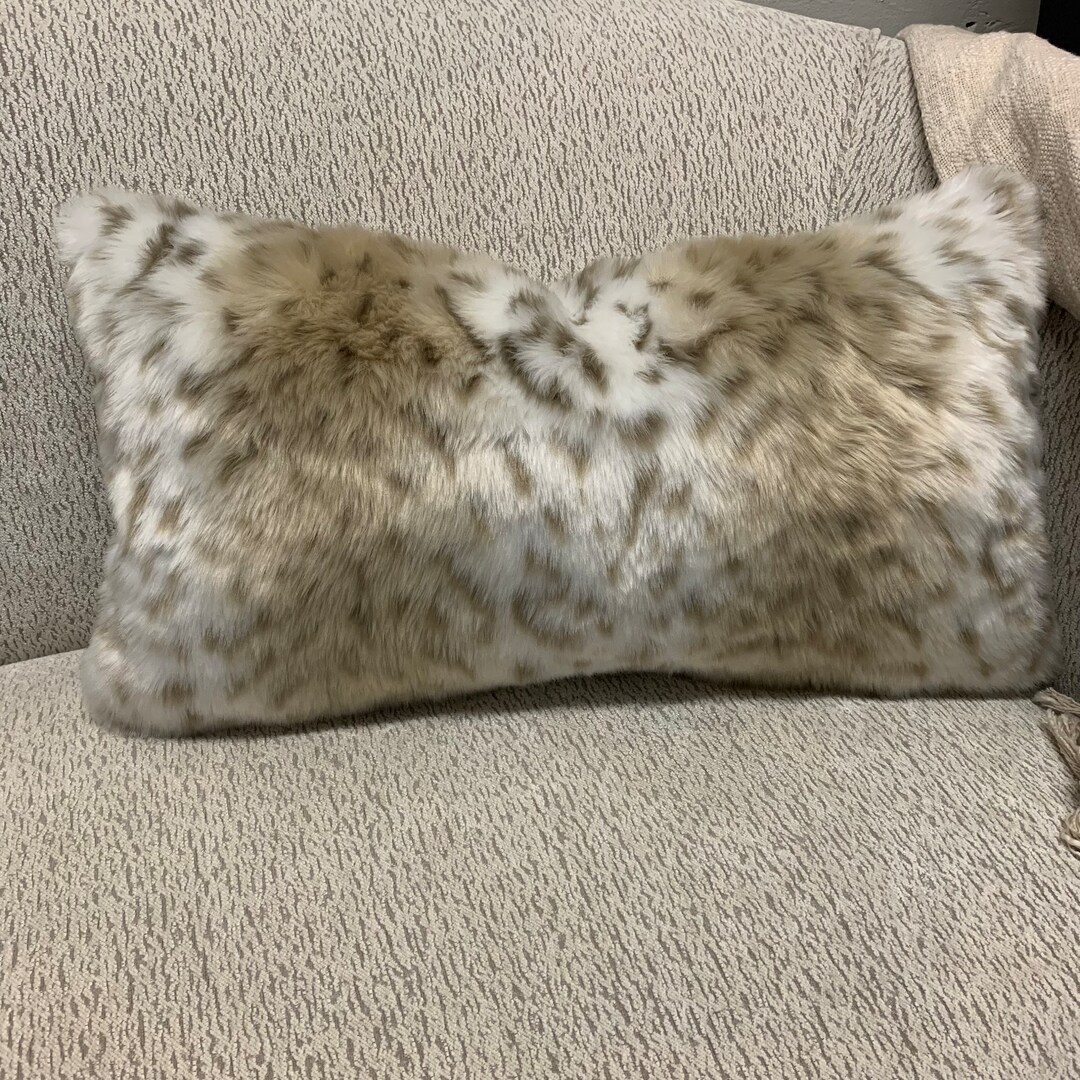 Faux Fur Pillow White Spotted Fur Pillow Etsy