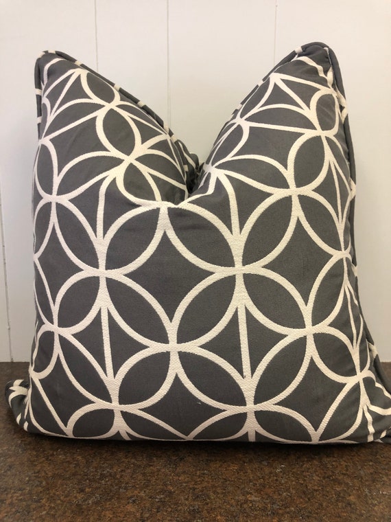 Gray and White Geometric Pillow Cover Trellis Print Pillow 20