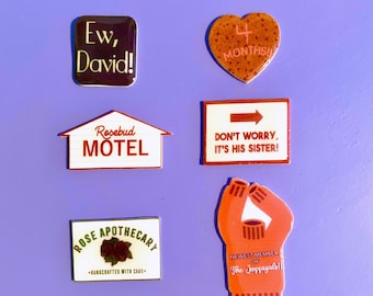 Schitt's Creek pins / Rosebud Motel / Ew David / The Jazzagals