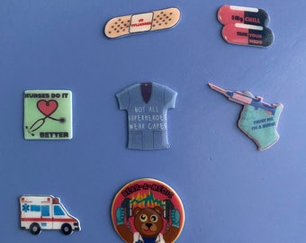 Nurse/EMS Themed Pins and Magnets - Medical Gift