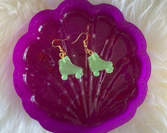 Glow in the dark Roller Skate earrings gold plated fish hook style
