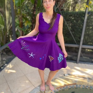 Purple Mermaid dress / Poodle dress / 1950s dress