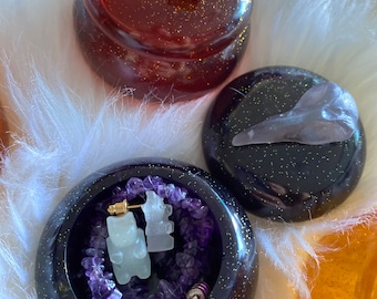 Honey Pot Ring Box and Raven Skull Jewelry Holder