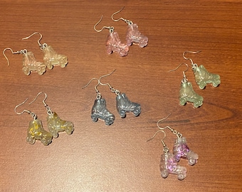 Glow in the dark Roller Skate earrings silver plated fish hook style