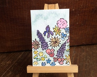 Little Watercolor Painting - Floating Flowers