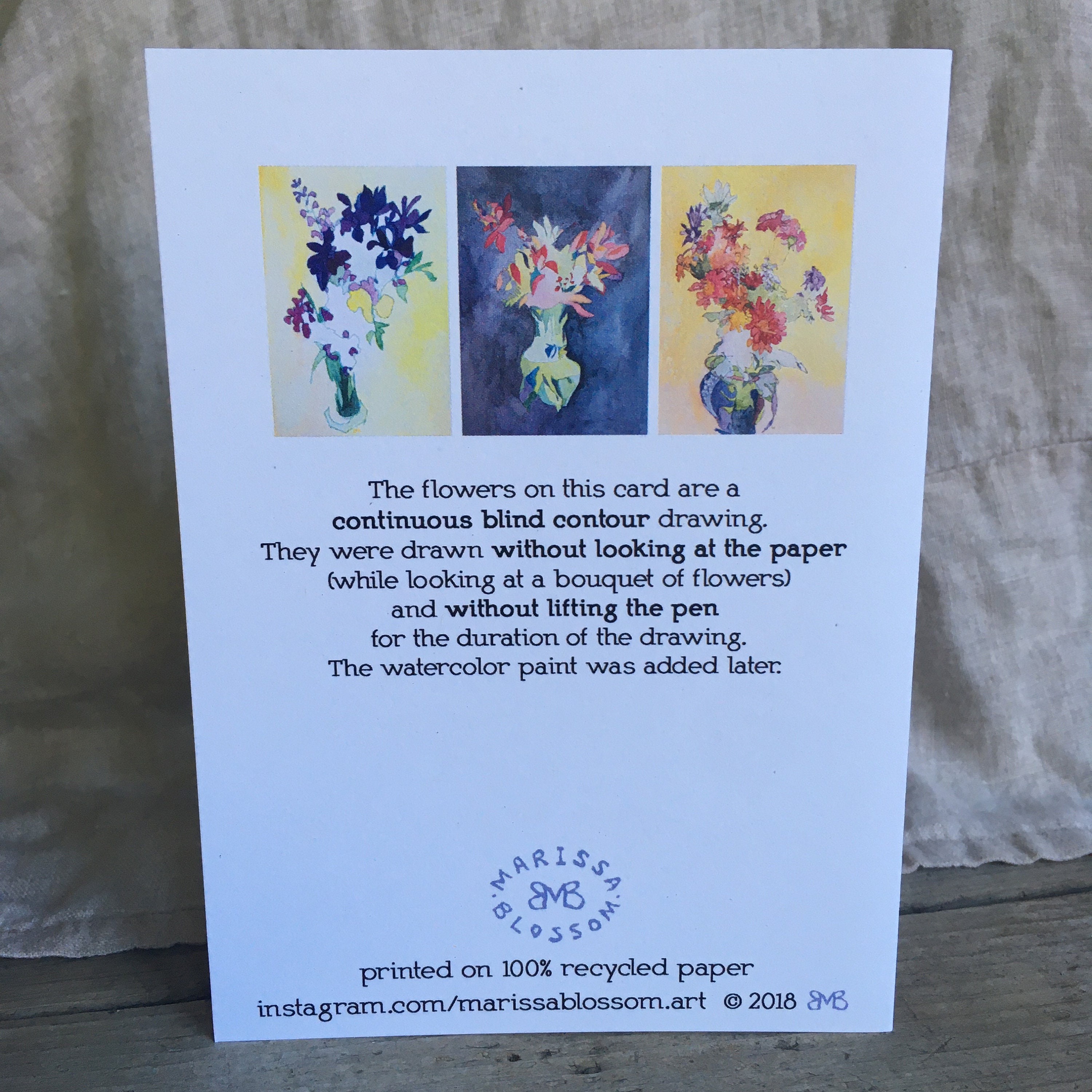 3 Greeting Cards Blind Contour Lilies Blank Inside Printed Etsy