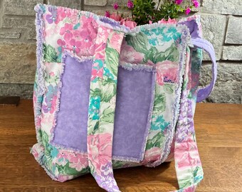 Tote Bag, Summery Tote for Beach or Market, Hydrengea and Lavender